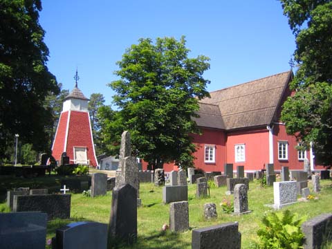 Kustavin kirkko, tapuli ja kirkkotarhaa. Johanna Forsius 2007