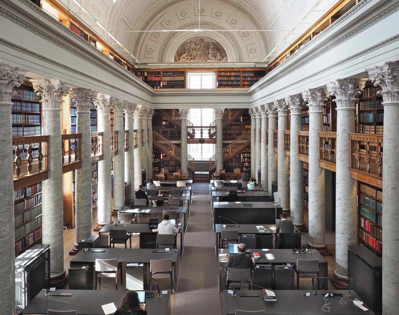 Yliopiston kirjasto, Kansalliskirjasto, eteläinen lukusali. Wiki Loves Monuments, CC BY-SA 4.0 Marit Henriksson 2017