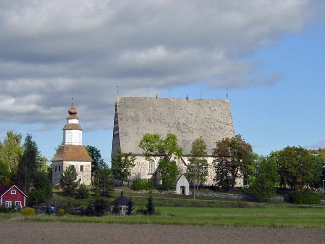 Näkymä etelästä Sauvon kirkolle. Johanna Forsius 2007